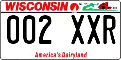 WI license plate 002XXR