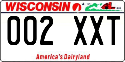 WI license plate 002XXT