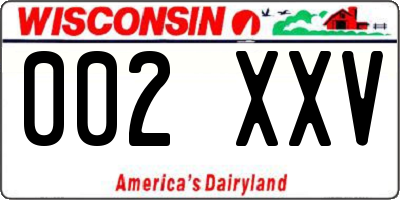 WI license plate 002XXV