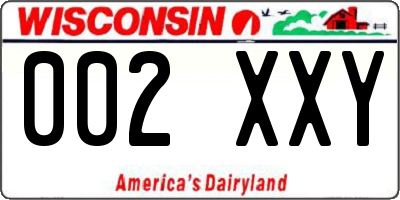 WI license plate 002XXY