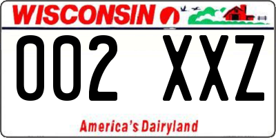 WI license plate 002XXZ