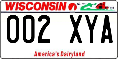 WI license plate 002XYA