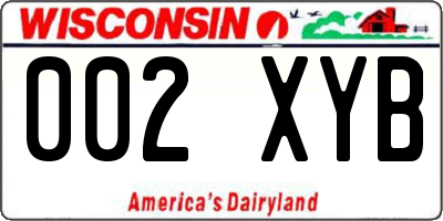 WI license plate 002XYB