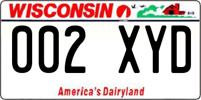 WI license plate 002XYD