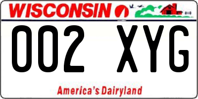 WI license plate 002XYG