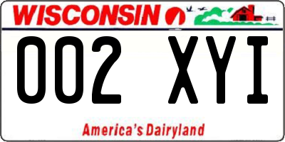 WI license plate 002XYI
