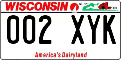 WI license plate 002XYK
