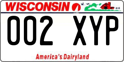 WI license plate 002XYP