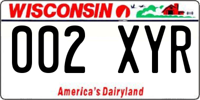 WI license plate 002XYR