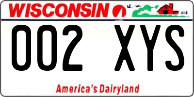 WI license plate 002XYS