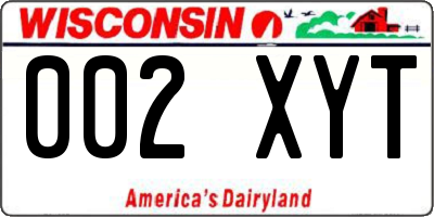 WI license plate 002XYT