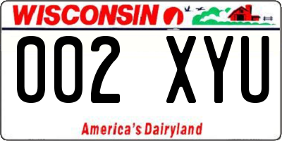 WI license plate 002XYU