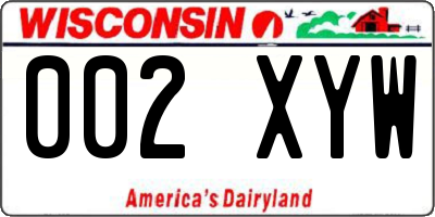 WI license plate 002XYW