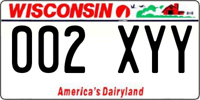 WI license plate 002XYY