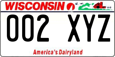 WI license plate 002XYZ