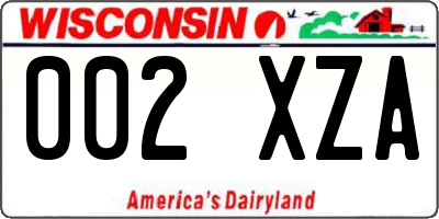 WI license plate 002XZA