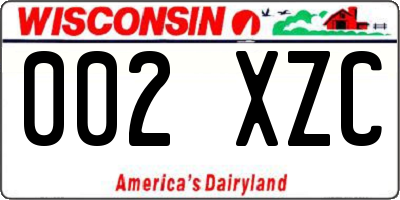 WI license plate 002XZC