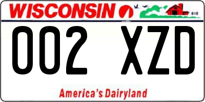 WI license plate 002XZD
