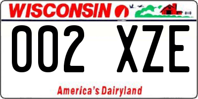 WI license plate 002XZE