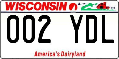 WI license plate 002YDL