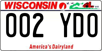 WI license plate 002YDO
