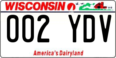 WI license plate 002YDV