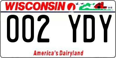 WI license plate 002YDY