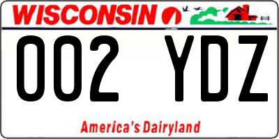 WI license plate 002YDZ