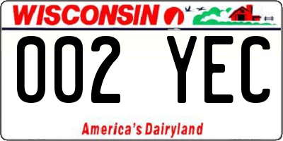 WI license plate 002YEC