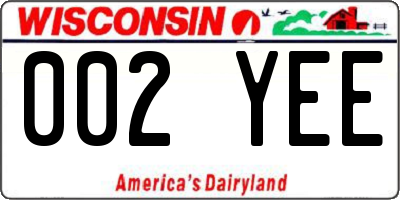 WI license plate 002YEE