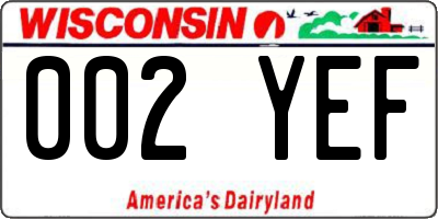 WI license plate 002YEF