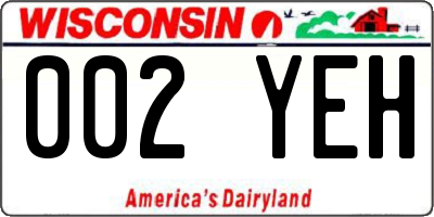 WI license plate 002YEH