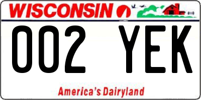 WI license plate 002YEK