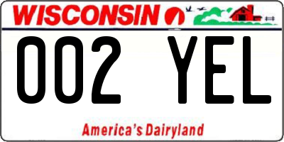 WI license plate 002YEL