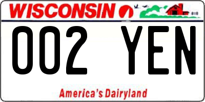 WI license plate 002YEN