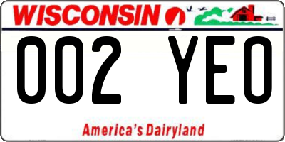 WI license plate 002YEO
