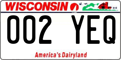 WI license plate 002YEQ