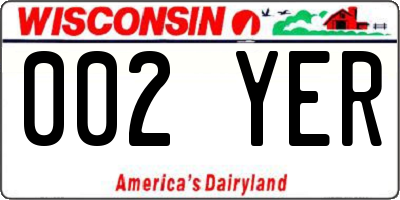 WI license plate 002YER