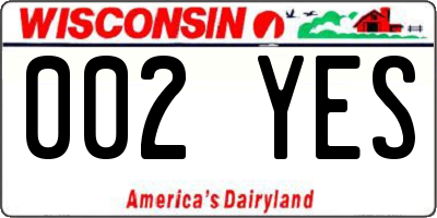 WI license plate 002YES