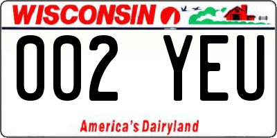 WI license plate 002YEU