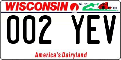 WI license plate 002YEV