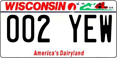WI license plate 002YEW