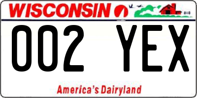 WI license plate 002YEX