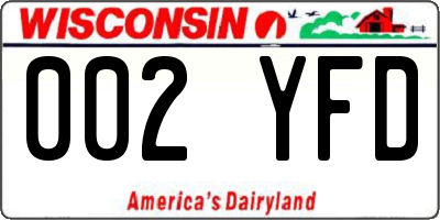 WI license plate 002YFD
