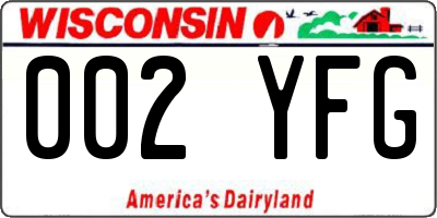 WI license plate 002YFG