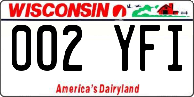 WI license plate 002YFI