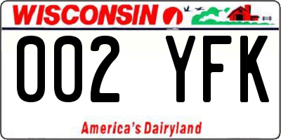 WI license plate 002YFK