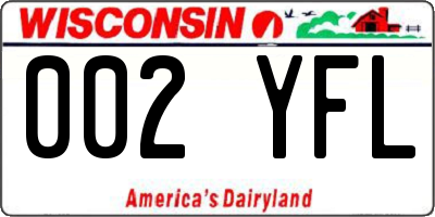 WI license plate 002YFL
