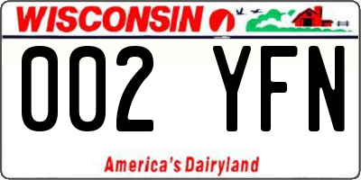 WI license plate 002YFN