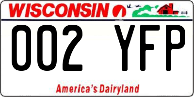 WI license plate 002YFP